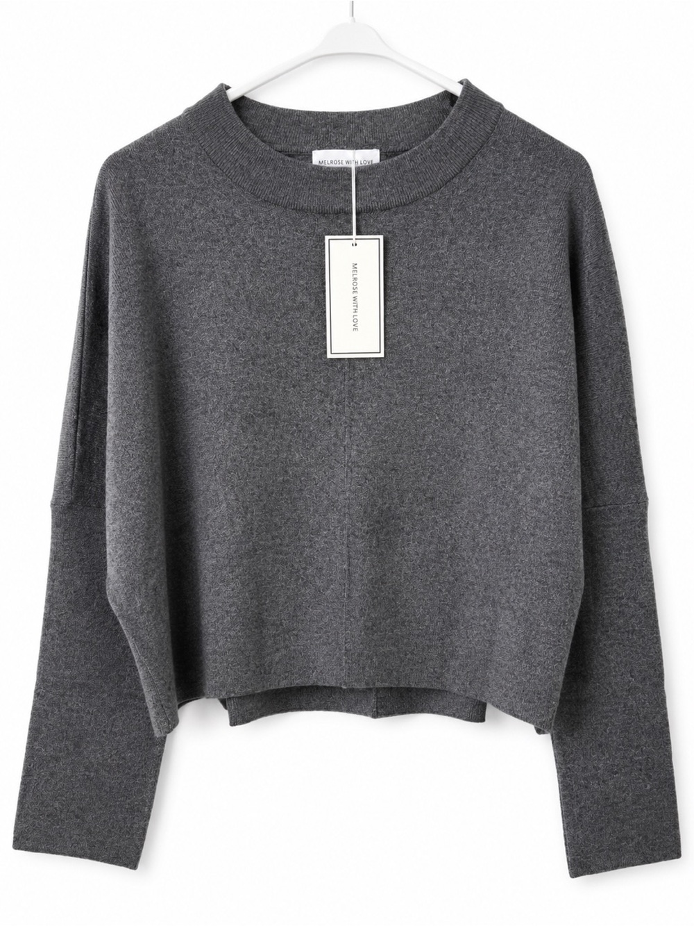 Melrose With Love Heather Charcoal Cropped Knit Sweater NWT